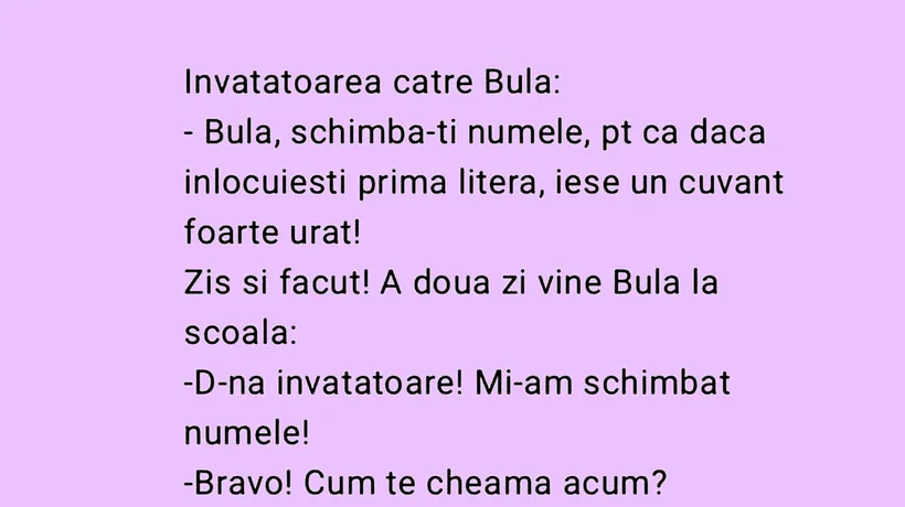 BANC | Bulă, schimbă-ți numele!