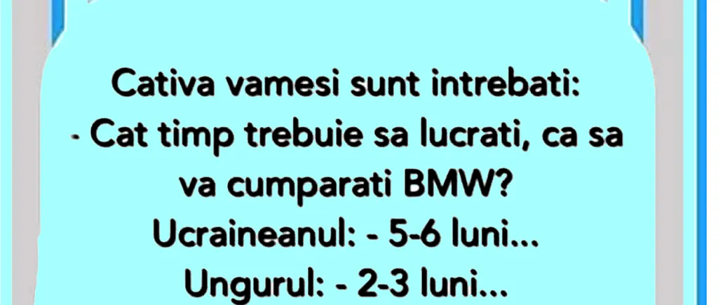 Bancul de luni | Cât timp trebuie să lucrați ca să vă cumpărați BMW?