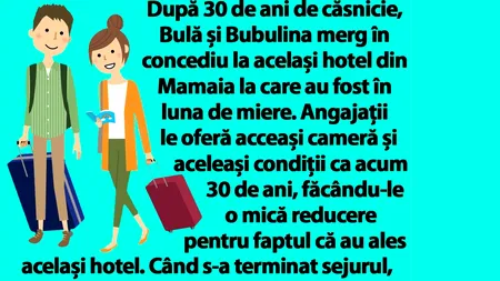 BANC | După 30 de ani de căsnicie, Bulă și Bubulina merg în concediu la același hotel din Mamaia la care au fost în luna de miere