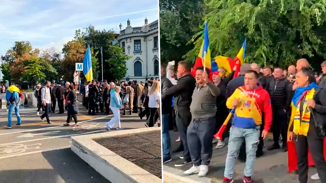 A început protestul fermierilor în Piața Victoriei. Șosea blocată și scandal cu jandarmii: ”Țarcurile sunt pentru animale, nu pentru oameni”