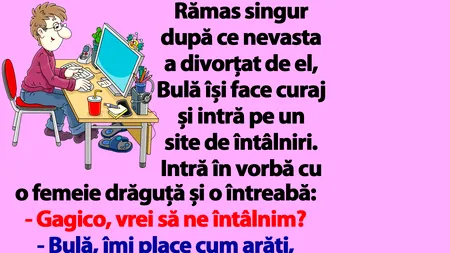 BANC | Bulă intră pe un site de dating: „Gagico, vrei să se întâlnim?”