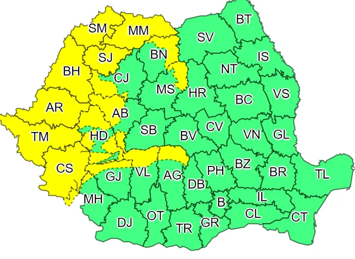 Alertă de vreme severă în toată țara! Cod galben de ploi în mai multe județe din țară