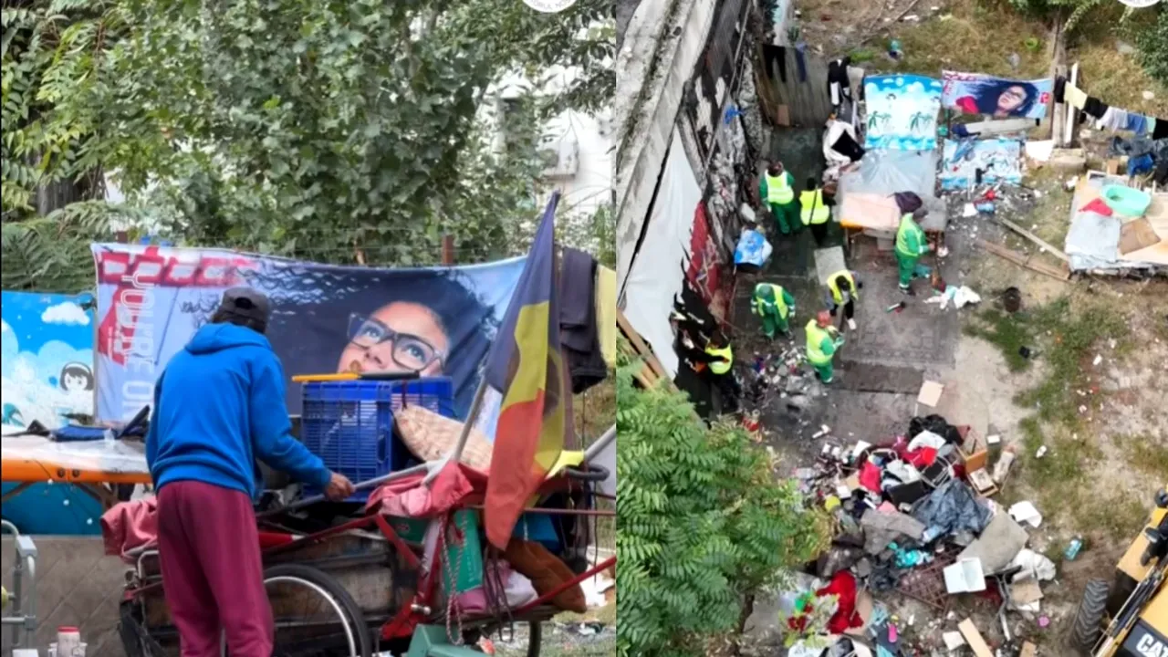 (P) Salubrizare S5: Acțiune pe strada Vânători, unde o clădire și zona din jurul acesteia au ajuns într-o stare de degradare