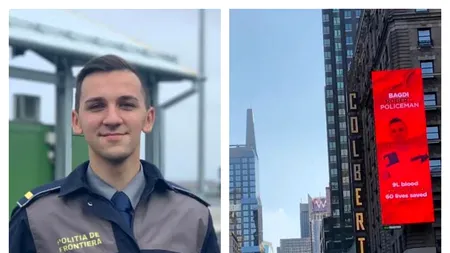 Fotografia unui polițist român, afişată în Times Square. MAI: „Robert, te salutăm cu respect, admirație și prețuire! Mulțumim!”