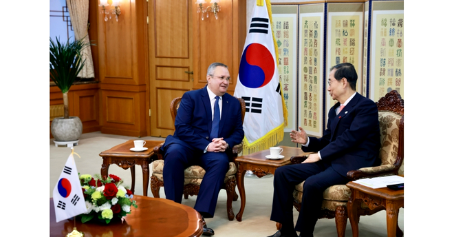 Întrevederea premierului Nicolae-Ionel Ciucă cu prim-ministrul Republicii Coreea, Han Duck-soo / Sursa foto: Guvernul României