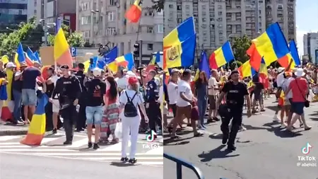 Autoritățile atrag atenția asupra unui FAKE news cu un jandarm care ar fi călcat pe drapelul României la protest: 