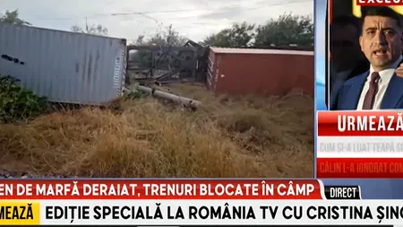 Accident FEROVIAR în Constanța. Un tren de marfă a deraiat, iar două vagoane s-au răsturnat