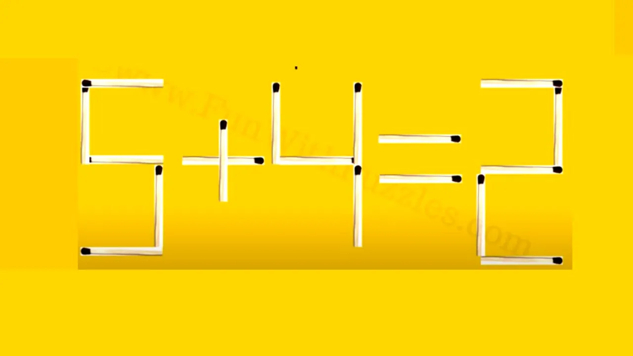 TEST IQ | Mutați un singur băț de chibrit pentru a transforma 5+4=2 într-o egalitate corectă!