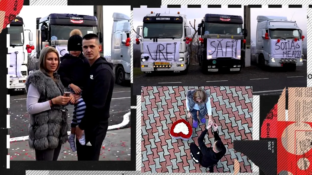 VIDEO | Cerere în căsătorie inedită. Un bărbat a folosit trei TIR-uri și o dronă pentru a-și convinge iubita să spună „Da!”