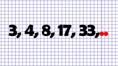 Test de inteligență pentru genii | Ce număr completează seria: 3, 4, 8, 17, 33?