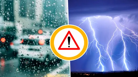 Cod portocaliu de averse torențiale și cod galben de furtuni în peste 20 de județe din România. Ce se întâmplă cu vremea în București