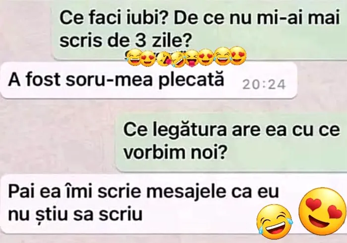 Bancul de joi De ce nu mi-ai mai scris de 3 zile