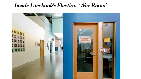 Facebook lansează WAR ROOM: Centrul de COMANDĂ pentru MONITORIZAREA știrilor și a conturilor FALSE prin care s-ar urmări MANIPULAREA alegerilor