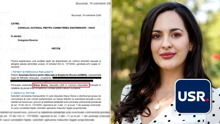 O asociație care luptă împotriva discriminării a depus plângere la CNCD împotriva deputatei USR Diana Stoica, după mesajul homofob trimis pe grupul de WhatsApp al Comisiei pentru afaceri europene