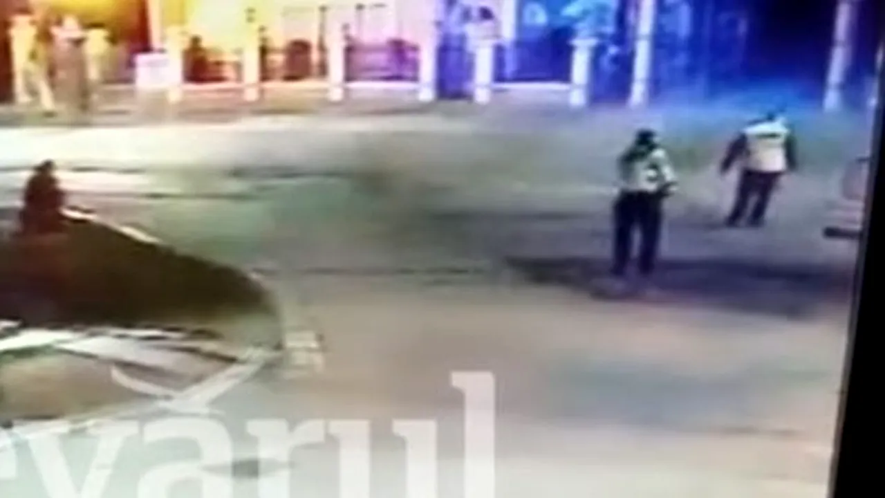 Imagini incredibile într-o benzinărie. Ce a pățit un polițist din cauza unui șofer băut