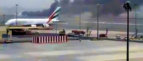 Un avion a luat foc la aterizare pe aeroportul din Dubai. VIDEO