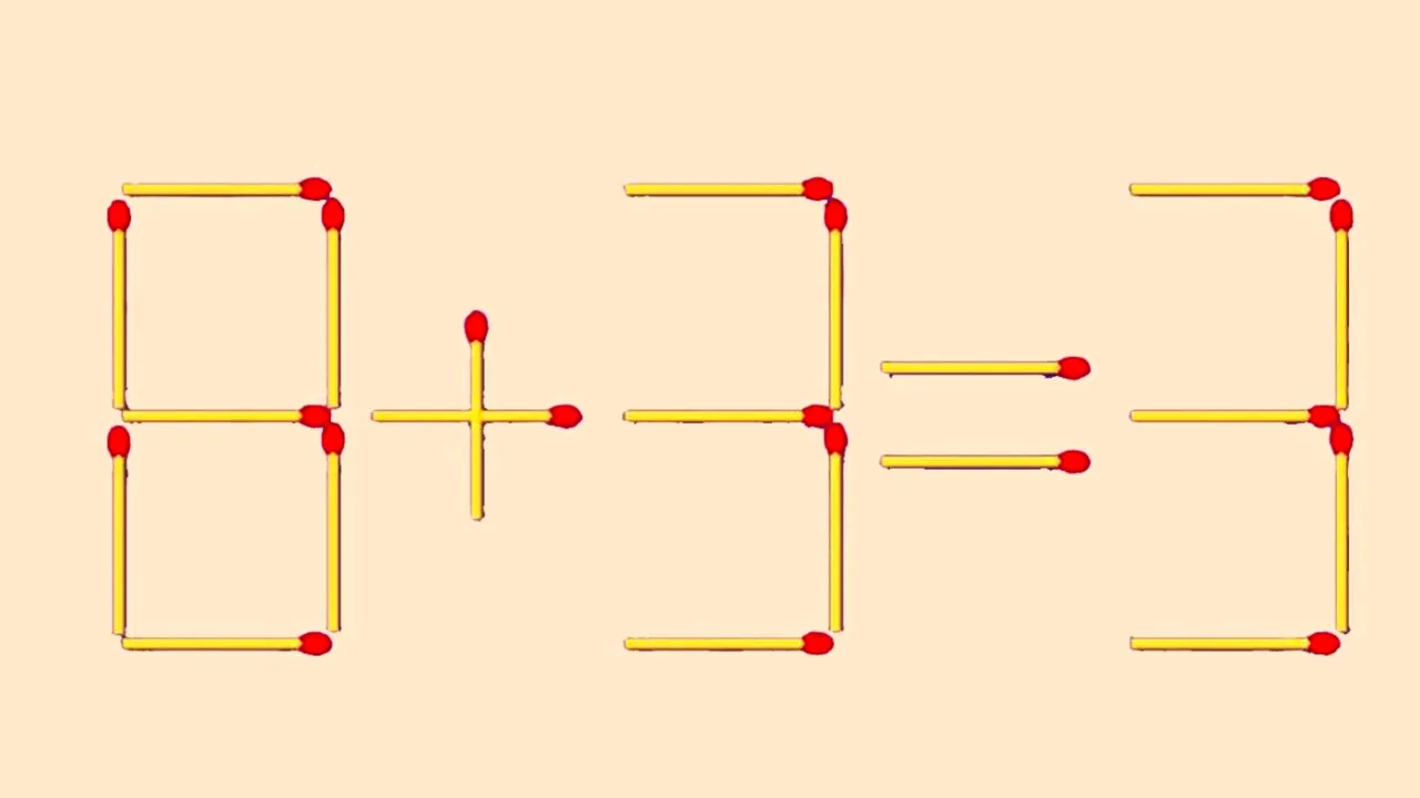 TEST IQ cu chibrituri | Corectați 8 + 3 = 3 mutând un singur băț!