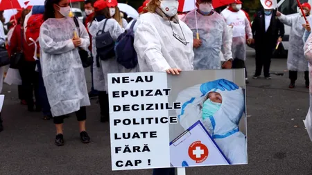 „Mitingul epuizării”. Federația Sanitas pichetează Guvernul: „S-au îmbolnăvit colegii mei și mor în fiecare zi. Din cauza voastră. Să vă fie rușine!”- FOTO/VIDEO