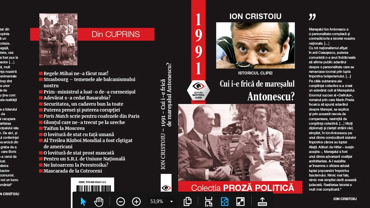 Apariție editorială în colecția ”Proză Politică” | Ion Cristoiu - ”Cui i-e frică de mareșalul Antonescu?”