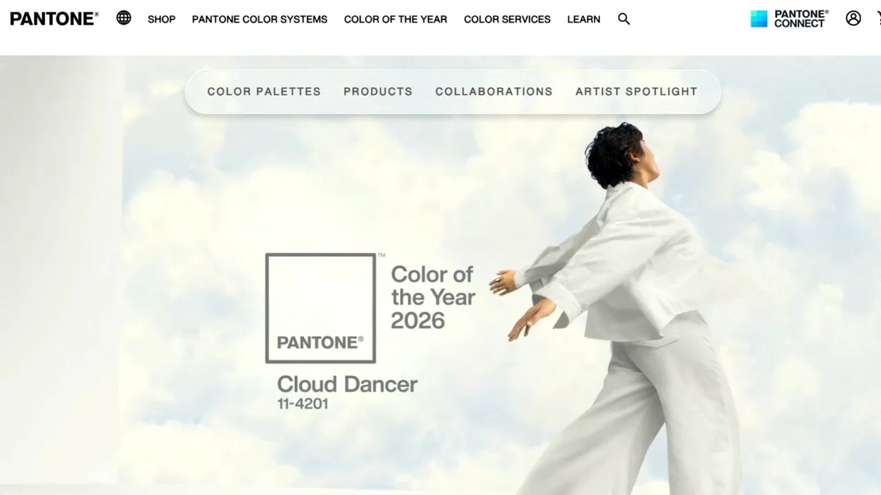 PANTONE a ales prima nuanţă de alb din istoria sa. Culoarea anului 2026 este PANTONE 11-4201 Cloud Dancer
