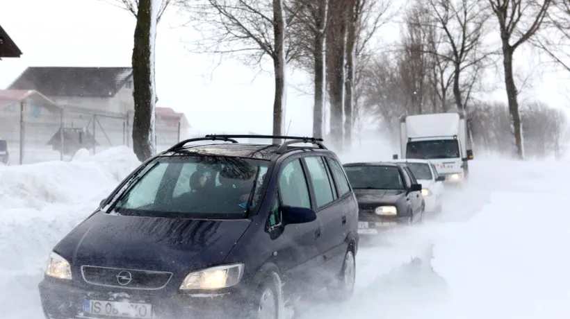 VREMEA. Drumuri blocate. Circulație întreruptă pe A2 Lehliu-Fetești, DN 24D Bălăbănești - Tulcești și două drumuri din județul Ilfov
