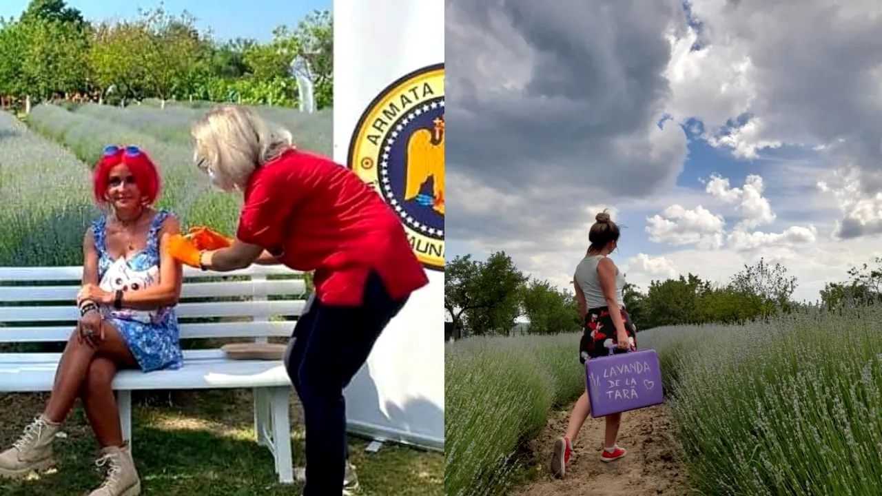 Vaccinare în lanul de lavandă la Timișoara. „Vaccinarea altfel și o stare de spirit pozitivă” - FOTO
