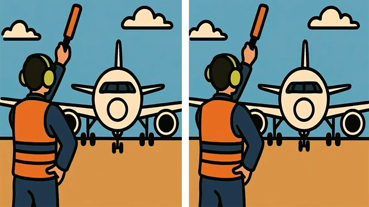 Test de logică | Găsiți toate cele 3 diferențe dintre acești doi controlori de trafic aerian