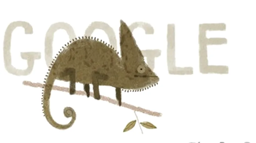 CAMELEONUL, sărbătorit de Google printr-un Doodle de ZIUA PĂMÂNTULUI, alături de macac, meduză, colibri, peștele balon sau gândac