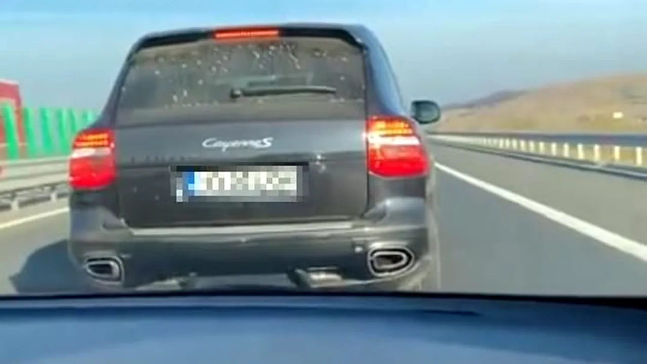 SCENE PERICULOASE pe autostradă. Un șofer a fost ȘICANAT de un Cayenne, care i-a FRÂNAT BRUSC în față. Ce s-a întâmplat după ce a sunat la 112