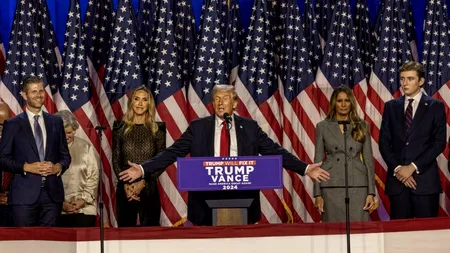 Galerie FOTO cu Donald Trump și familia sa la discursul „victoriei”. Ce alte persoane faimoase au fost prezente la eveniment