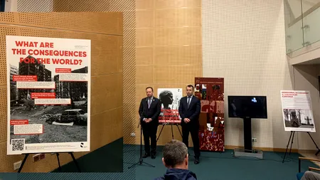 EXCLUSIV VIDEO | „Genocidul necondamnat al ucrainenilor”, comemorat la Biblioteca Națională. Mărturia unei ucrainence refugiate în România: ”La fiecare 10-20 de minute, se petreceau niște lupte groaznice. Un proiectil a nimerit casa noastră”