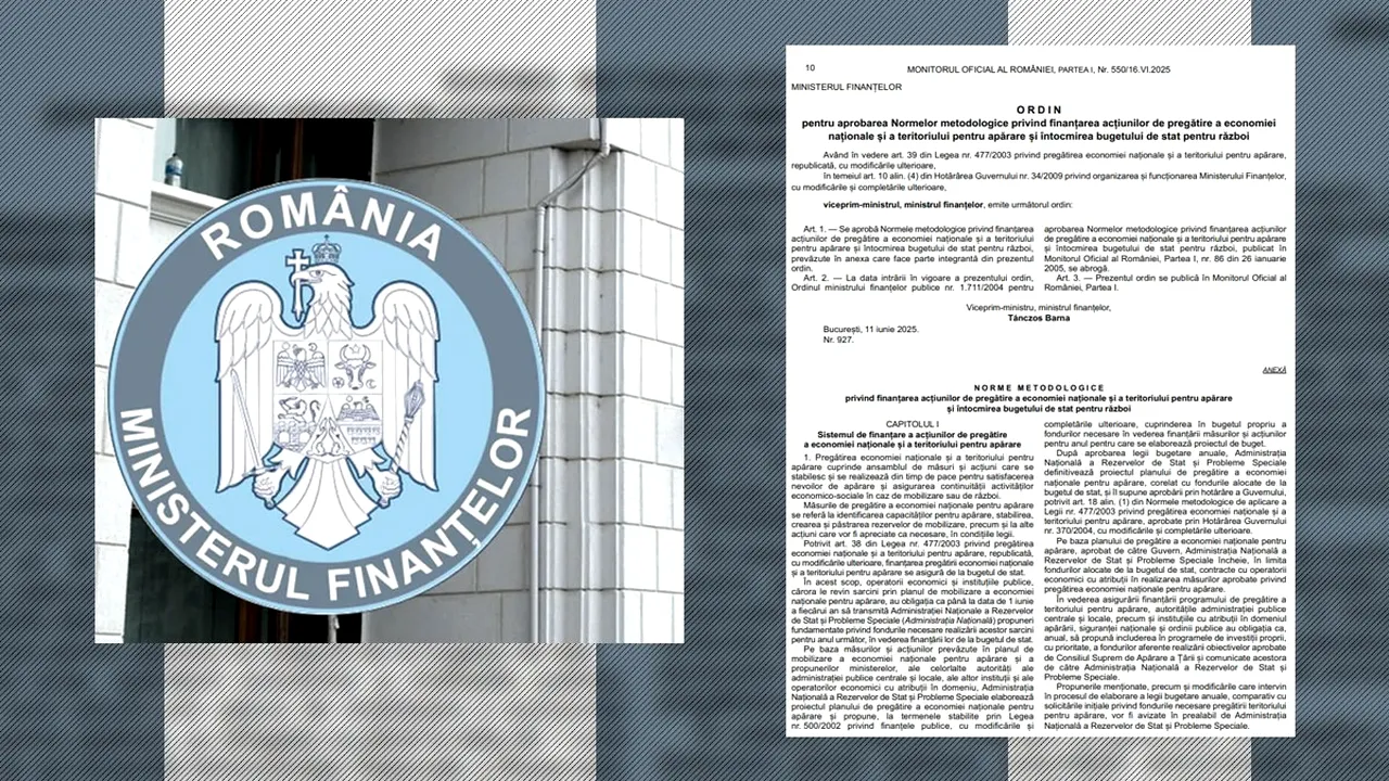 Ministerul Finanțelor schimbă normele metodologice privind finanțarea economiei naționale pentru APĂRARE și întocmirea bugetului de stat pentru RĂZBOI