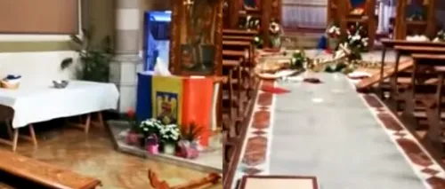 Sfeșnice aruncate, bănci rupte și sânge peste tot. Doi români au fost arestați după ce au devastat o biserică din Italia în noaptea de Înviere- VIDEO