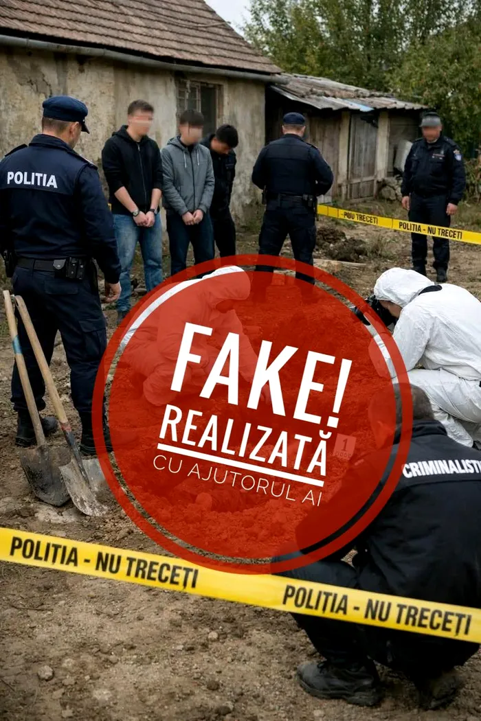 Poliția Română semnalează o fotografie realizată 100% cu inteligenţa artificială, în urma cazului din județul Timiș