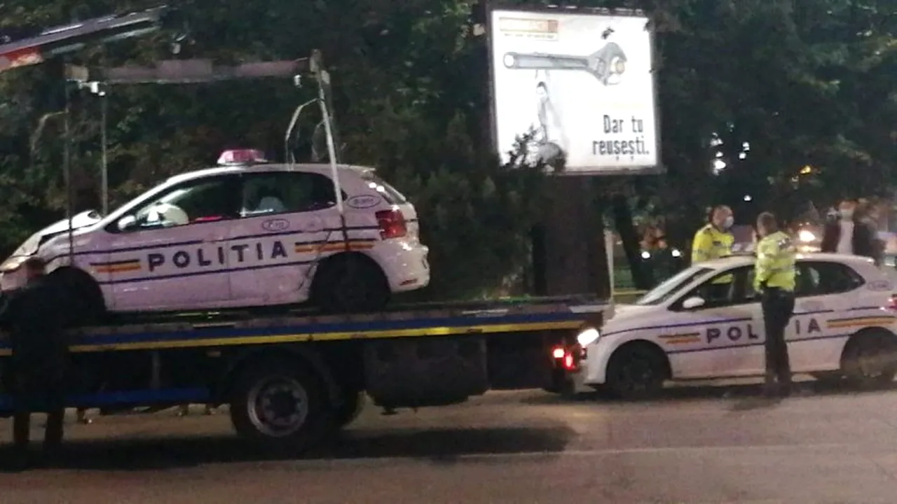 Autospecială a poliției, accident la Guvern. Momentul impactului – VIDEO