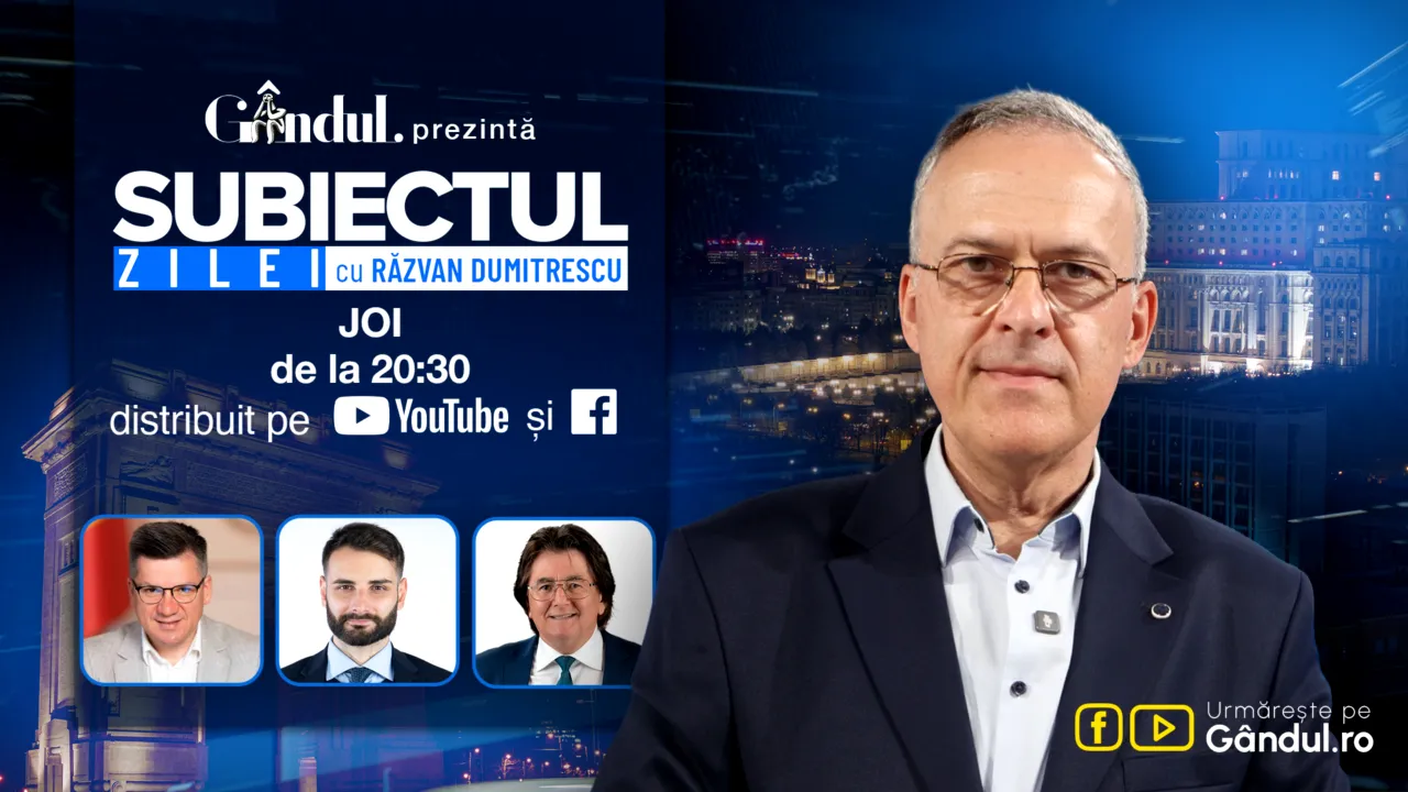 „Subiectul Zilei cu Răzvan Dumitrescu” începe joi, 20 august, de la ora 20:30, live pe Gândul. În exclusivitate, Nicolae Robu, dezvăluiri despre operațiunea “salvarea lui Fritz”. Cine câștigă războiul cu justiția