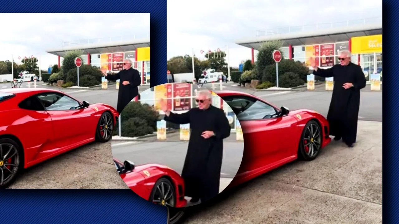 Plagiat. Un popă francez binecuvântează bolizi de lux în benzinării după modelul tradițional, marcă înregistrată, românesc