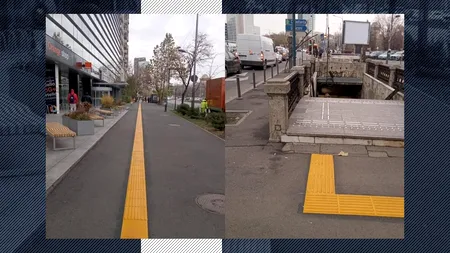 Marcaje tactile pentru NEVĂZĂTORI pe trotuare, treceri de pietoni și stații de metrou în București