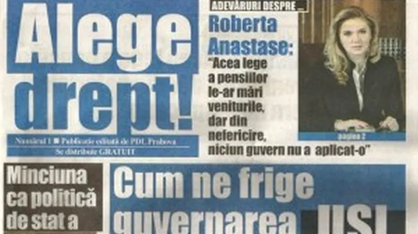 Roberta Anastase își anunță candidatura la Parlament într-un ziar PDL distribuit gratuit în Ploiești