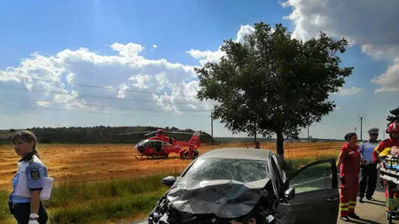 Carambol pe DN 2A, după impactul dintre trei mașini; trei persoane au fost rănite