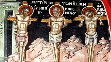 Cei trei sfinți mucenici pomeniți în calendarul ortodox la 3 martie: Eutropiu, Cleonic şi Vasilisc