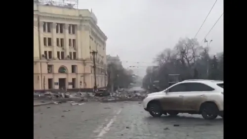 VIDEO | Cum arată centrul Harkovului după cel mai devastator bombardament de la începutul asediului rușilor