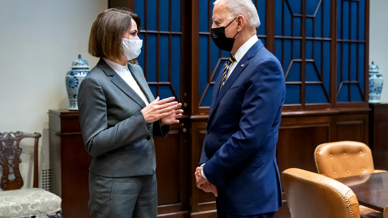 Svetlana Tihanovskaia, lidera opoziției din Belarus, după întâlnirea cu Joe Biden: ”Cea mai puternică țară din lume este alături de noi”