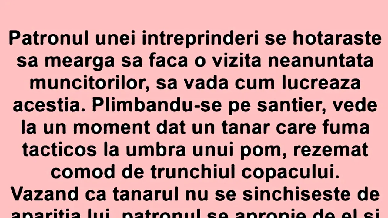 BANCUL ZILEI | Patronul și angajatul leneș