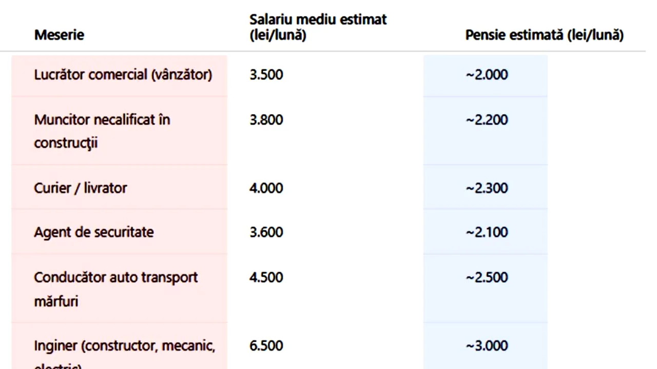 Tabel pensii | Ce pensie vei primi în România, în funcție de meseria pe care ai practicat-o