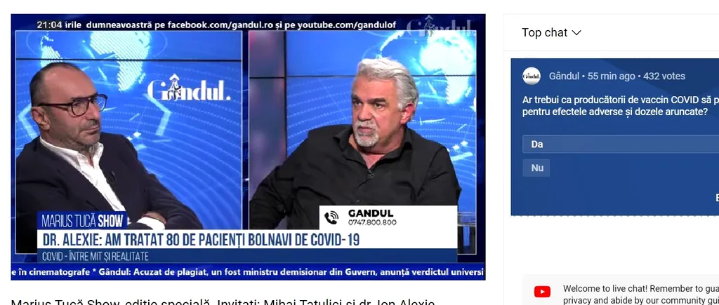 Poll Marius Tucă Show: „Ar trebui ca producătorii de vaccin anti-Covid să plătească pentru efectele adverse și dozele aruncate?”. Vezi răspunsurile!