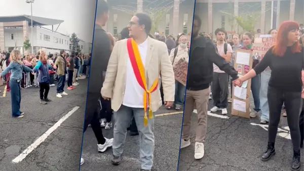 Lanț uman la protestele din Franța: părinții și profesorii au format un lanț uman ca să-i apere pe elevi de confruntările cu jandarmii