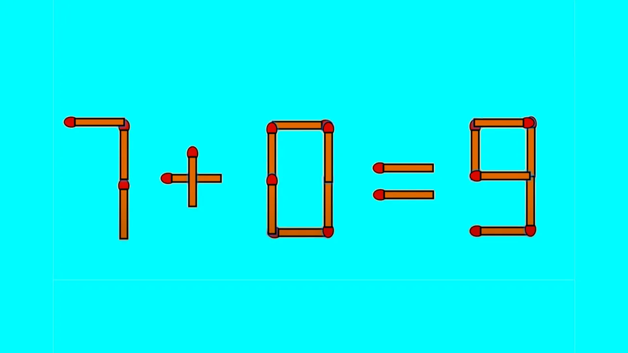 Test IQ cu chibrituri | Transformați 7 + 0 = 9 într-o egalitate corectă, mutând un singur băț