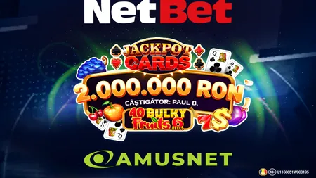 (P) Câștig senzațional la NetBet Casino: peste 2 milioane de lei la Jackpot Cards Amusnet