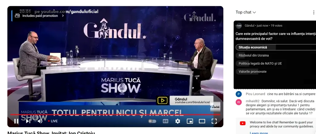 POLL Marius Tucă Show: „Care este principalul factor care va influența intenția dumneavoastră de vot?”